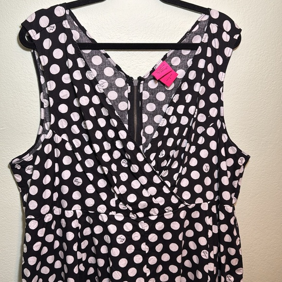 Torrid 3 Betsey Johnson Black & White Polka Dot Poplin Fit & Flare Dress - Picture 8 of 13